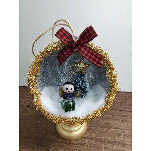 Angel Christmas Ornament Handmade Vtg Style OOAK Tart Tin Diorama Miniature O5